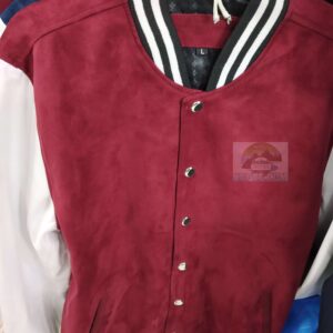 Varsity Jacket or Letterman Jacket – Suede – Maroon