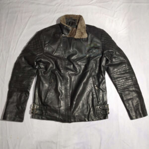 Leather PU Jacket with fur_Black