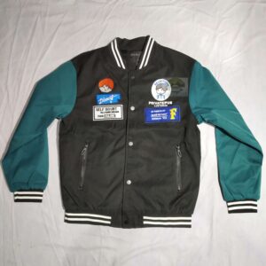 Varsity Jacket or Letterman Jacket – Cotton – BlackCyan