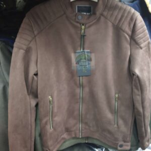 Suede Jacket – Collarless Brown